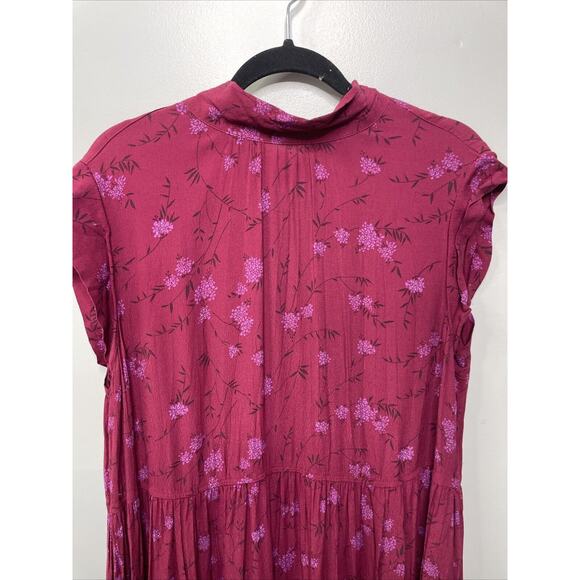 Free Assembly Midi Dress XL Red Floral Tiered Rodeo Western Prairie Country - Picture 4 of 12